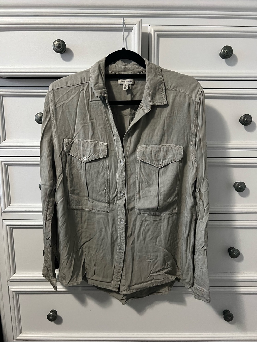 Calvin Klein Jeans Gray Women's Button-Down Utility Shirt
